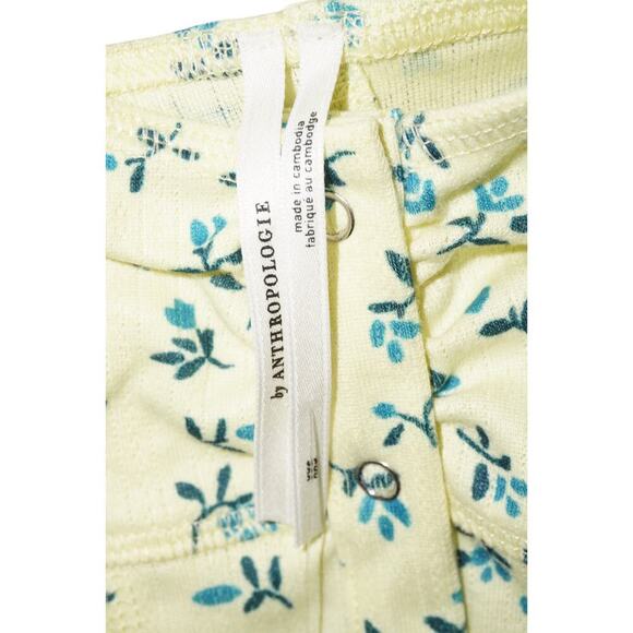 Anthropologie Yellow Blue Floral Button-Front Romper – Size XXS - Picture 4 of 6